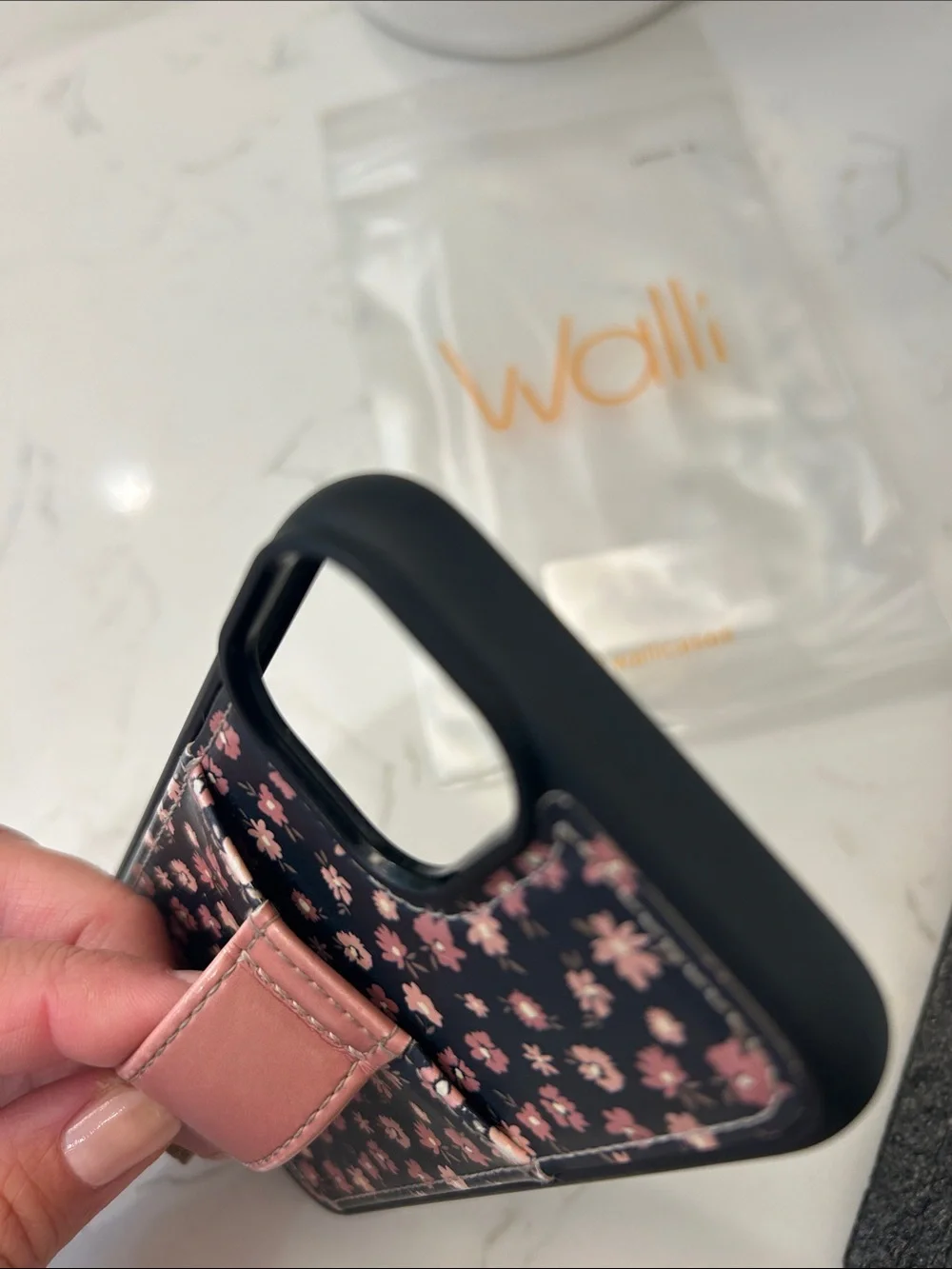 Walli Floral iPhone 14 Case with Pink Strap